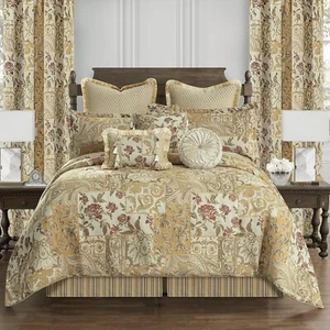 Luxury Designer KING Jacquard Comforter Set, 9-Pc Patchwork Comforter Gold - Picture 1 of 7