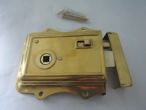 SOLID BRASS olde rim latch door lock Bedroom old retro vintage country cottage - Picture 1 of 4