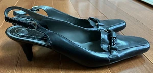 Bandolino Womens Black Leather Heel Shoes with Adjustable heel straps Size 8M - Picture 1 of 5