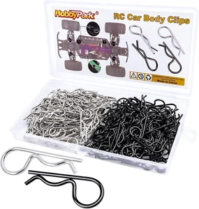 Hobbypark 200Pcs Universal RC Car Body Clips Silver & Black R Pins for 1/10 Scal - Bild 1 von 12