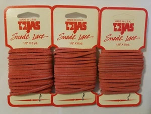 Vintage TEJAS Genuine Suede Lace Cord 1/8" (3 mm) x 8 yds Coral (Pack of 3) USA - Picture 1 of 3