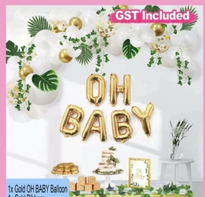 40cm OH BABY gold hanging foil Letter balloon Baby Shower party decoration - Picture 1 of 8