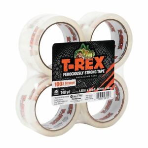 T-Rex 4-Rolls Clear Packing Shipping Tape Stronger Heavy-Dutty 1.88 in.x 35yd 