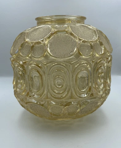 Vintage MCM Amber Bubble Glass Globe Replcement Possibly Glashutte Limburg Cover