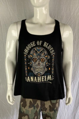 House of Blues Anaheim передний череп графический черный новый с ярлыками Майка женщин XL - Изображение 1 из 4