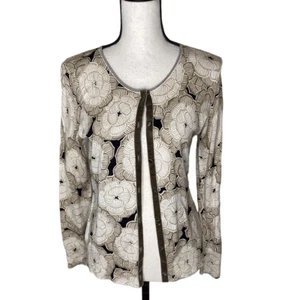 Sigrid Olsen Normcore Tan and Black Cardigan Sweater Size S Career - Picture 1 of 13