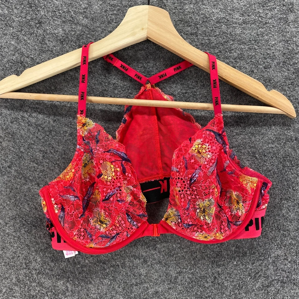 Sujetador Bralette Victoria's Secret Mujer 34C Rojo Floral Encaje Con Aros Opaco Foto 1 de 4