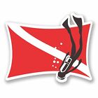 Scuba Flag with Diver Vinyl Decal Sticker | 5-Inch By 3-Inch | **2-Pack** | Car
