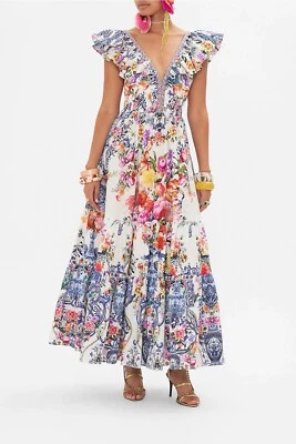 camilla Women's silk printed ruffled suspender holiday style dress 2025 - Image 1 of 4