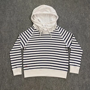 Polo Ralph Lauren French Terry Capucha Cuello Sudadera con Capucha Mujer Mediana Blanco Azul Rayas - Imagen 1 de 20