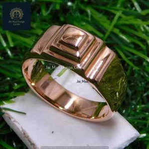 Step Squire Copper Signet Ring, Square Copper men's Women Unisex Jewelry Band - Picture 1 of 5