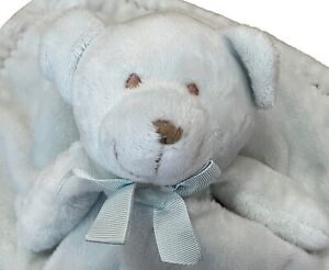 Blankets and Beyond Lovey Blue Bear Fleece Security Blanket Cream Backing Baby