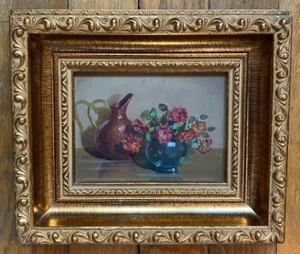 Vintage Original Miniatur Öl Stillleben Blumengestecke - Ethel Townsend - Bild 1 von 18