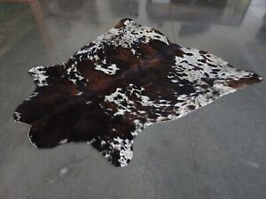ACTUAL PICTURE - Real Cowhide Premium Tricolor Cowhide Rug - 7.0 ft x 7.3 ft