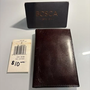 Bosca Men’s Dark Brown Old Leather 8 Pocket Credit Card Case Bifold Wallet NWT - Picture 1 of 8