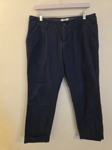 American Eagle Chinos Women's Size 10 Navy Blue VTG Cuffed Ankle Stretch Pants - Picture 1 of 9