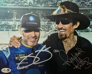  Richard Petty Jimmie Johnson foto firmata 8x10 autografata JSA COA 7X Champions - Foto 1 di 1
