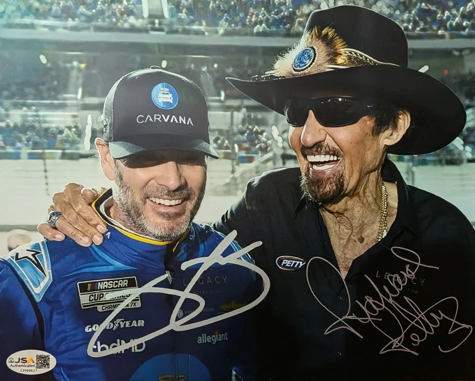  Foto autografiada 8x10 firmada por Richard Petty Jimmie Johnson certificado de autenticidad JSA 7X campeones Foto 1 de 1