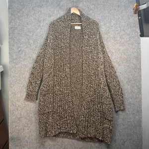 Denim & Supply Ralph Lauren Womens Cardigan L Brown Wool Chunky Knit Long Pocket - Picture 1 of 13