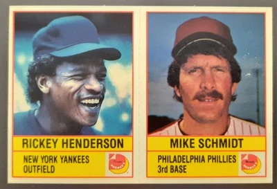 1986 Dorman's Cheese Baseball Рики Хендерсон/Майк Шмидт Панель - почти как новая/как новая - Изображение 1 из 2