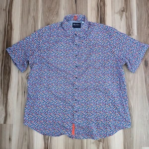 Robert Graham Shirt Mens 3XL Blue Floral Short Sleeve Button Up Stretch - Picture 1 of 9