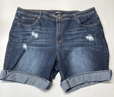 Pantalones cortos de mezclilla para mujer Dollhouse talla 24 talla grande puño desgastado elástico Foto 1 de 4