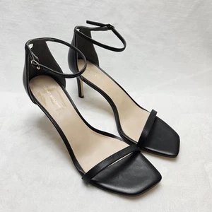 Stuart Weitzman Amelina schwarze hochhackige Leder-Sandalen mit Knöchelriemen Größe 11 - Bild 1 von 8