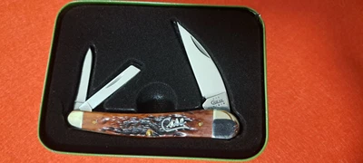 CASE XX 2002  6355WS SILVER SCRIPT 3 BLADE Chestnut BONE SEAHORSE WHITTLER  - Image 1 of 4