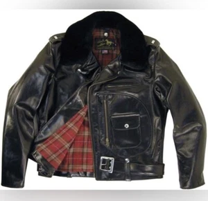 Legendary USA Black Stallion Horsehide Motorcycle Jacket Mens 44 BNWT - Picture 1 of 13