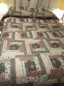 REX Fashions Bedspread Double Size Patchwork with Flowers Peach & Green 70's - Picture 1 of 16