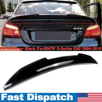 PSM Style Rear Trunk Lip Spoiler Wing For BMW E60 528i 535i 2004-10 Glossy Black Foto 1 de 4
