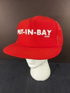 Vintage Put-In-Bay Ohio Snapback Mesh Hat Red USA Made - Picture 1 of 11