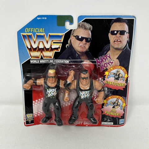 WWF Hasbro Nasty Boys Action Figures Vintage 1991 Sealed On Card RARE! E2 Cover
