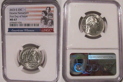 2023 S Eleanor Roosevelt 25c NGC MS 67 American Women Quarter FIRST DAY ISSUE Cover