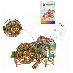 3D Puzzle Waterwheel Villa with Music Box NEW! - Picture 1 of 2