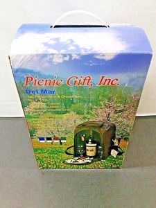Del Mar Green Two Person Wine and Cheese Tote Picnic Set #2005 New in Box  - Picture 1 of 9