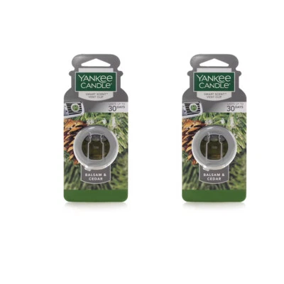 Yankee Candle Smart Car Vent Clip Air Freshener 30 days, Balsam & Cedar, 2 Pack
