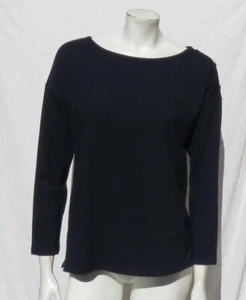 TALBOTS Navy Blue Cotton Jersey Knit L/S Button Tee Shirt Top MP M Petite MINT - Picture 1 of 5