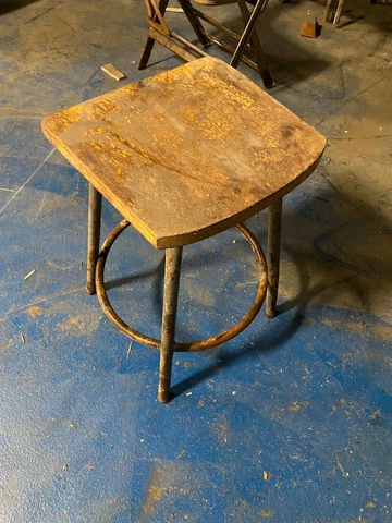 Antique wood top stool factory patina Cover