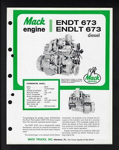 MACK TRUCKS ENDT 673 & ENDLT 673 DIESEL ENGINES SPECIFICATIONS BROCHURE 04/68