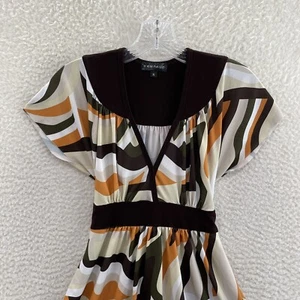 Y2K Vintage Rampage Babydoll Top S Small Brown Orange Groovy Slinky Stretch - Picture 1 of 11