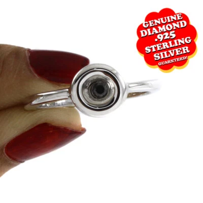 Black Diamond Accent Sterling Silver Solitaire Wedding Ring Free & Fast Shipping - Изображение 1 из 4