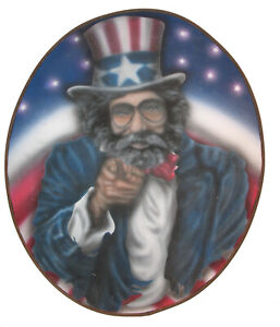 Vintage  JERRY GARCIA UNCLE SAM  Painted  Framed Picture 20x24 Oval