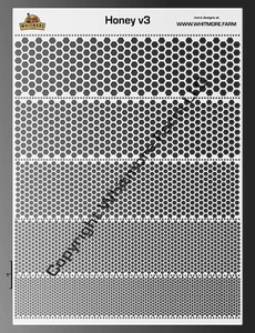 Honey v3 Mesh Fishing Lure Airbrush Stencil - Large Format 5in1 - Mylar Reusable - Picture 1 of 1
