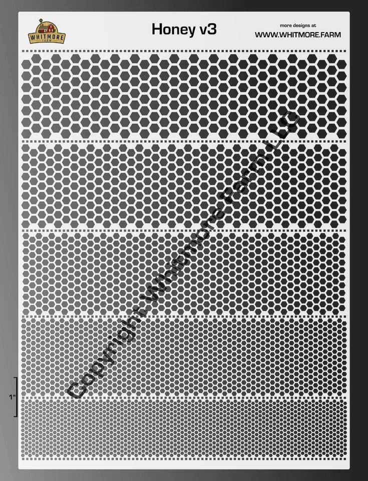 WHITMORE FARM LLC Honey v3 Mesh Fishing Lure Airbrush Stencil - Large Format 5in1 - Mylar Reusable