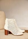 Sezane French Parisian Alba White Ecru Plaited Leather Boot Size 7  Fr Size 38