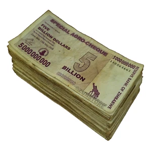 150 x 5 Billion Dollars Zimbabwe Special Agro Cheque 2008 Bundle Authentic + COA - Picture 1 of 9