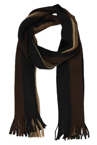 Strickschal mehrfarbig 100%Wolle(Merino) kamel-braun Herren Damen mit Fransen - Bild 1 von 3