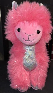 Build a Bear Fuzzy Peluche Rosa Brillo Brillo Brillante Llama Relleno 12" Peluche BAB - Imagen 1 de 6