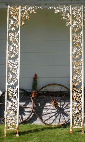 2 Antique Cast Iron Porch Entrance Way Pillars Acorn Leaves Corbels Post Salvage Cover